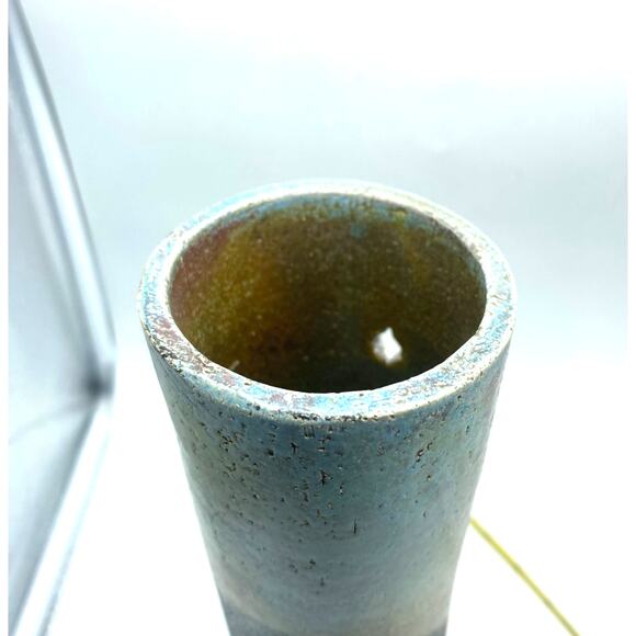 Ann Wallin 12”
Tall Cylindrical Raku Pottery Wall Pocket Vase Signed 12x3 - Picture 7 of 9